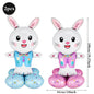 2Pcs Self Standing Easter Bunny Balloons Giant Bunny Carrot Chick Foil Balloon Easter Egg Decoration Home Holiday Party Supplies