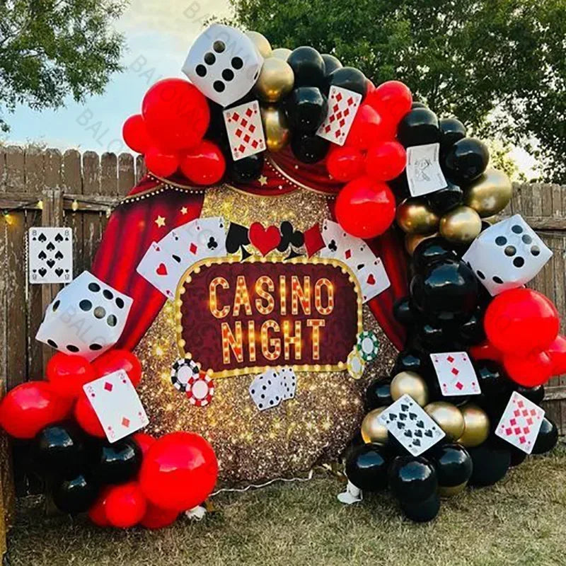 93pcs Cube Balloons Dice Playing Cards Foil Ballon Casino Theme Party Adult Birthday Decor Las Vegas Party Poker Theme Party
