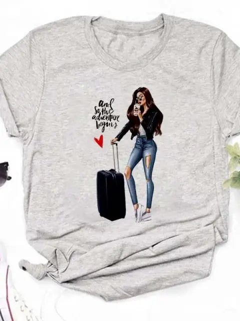 Maycaur Hot Sales Printed Female Tshirt Women Fashion Graphic Printed T-Shirt Harajuku Korean Style Short Sleeves Clothes Female