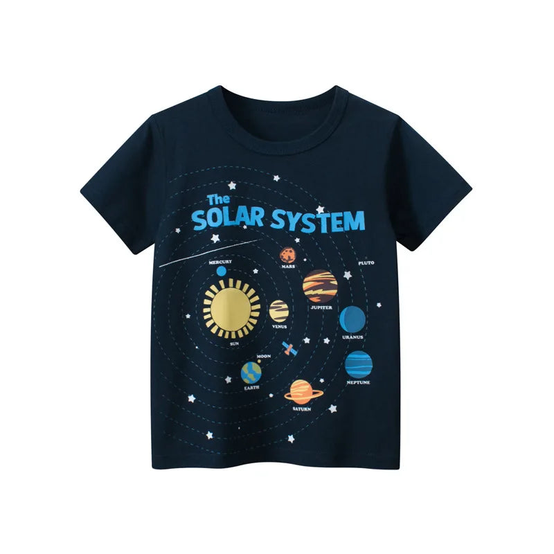 2-8 Years Summer Children Boys T-shirts Cartoon Printed Letter Baby Boy Short Sleeve Tops Kids T Shirts Toddler Clothes
