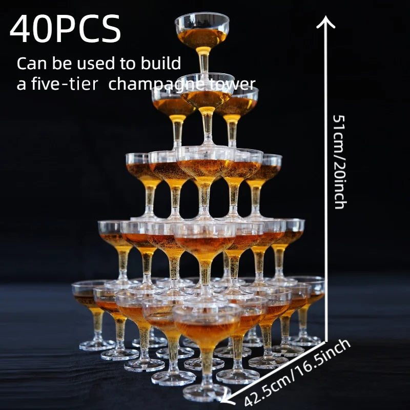 20-60PCS Acrylic Champagne Coupe Glasses Engagement Party Wedding Champagne Tower Prosecco Tower Martini Glasses 5oz