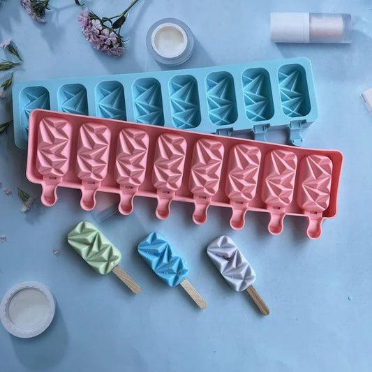 8‑Cavity Diamond Popsicle Silicone Mold – DIY Chocolate, Candy, Jelly & Ice Cream Baking Tray