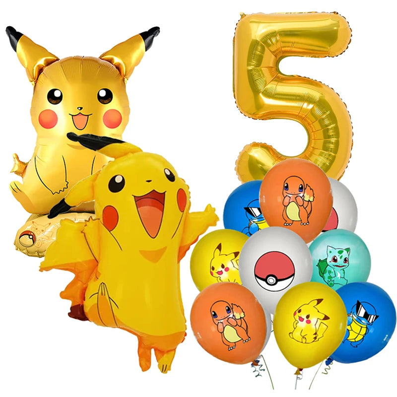 Pokémon birthday party decoration Balloon Disposable Tableware Tablecloth Straws Cup Plates Baby Shower Supplies