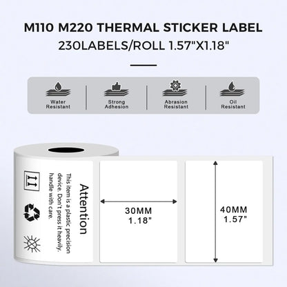Phomemo M110/M220 40x30mm Thermal Labels - Self-Adhesive Waterproof Gloss Stickers for  Business/Barcode/Packaging/Office Use