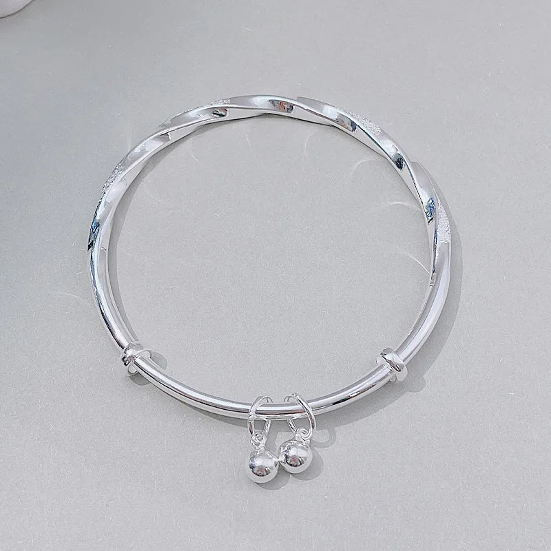 925 Sterling Silver Full-blown Flowers Bracelet