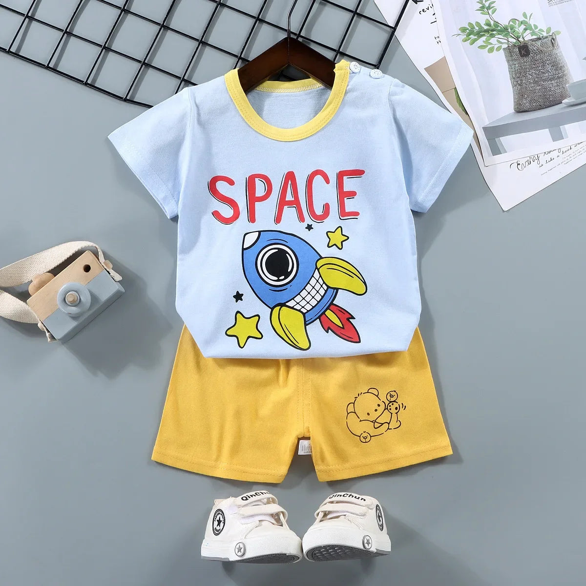 2Pc Children's Boys Girl T-shirt Shorts Summer Sets