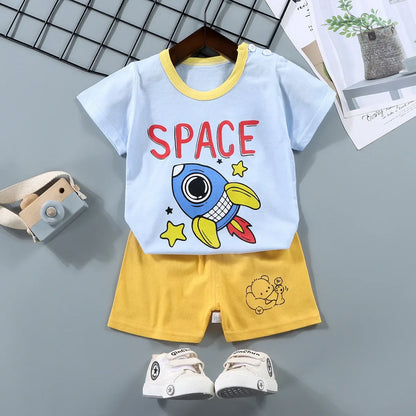 2Pc Children's Boys Girl T-shirt Shorts Summer Sets
