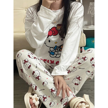 Sanrio Hello Kitty Pajamas Set Home Wear Polyester Long Sleeve