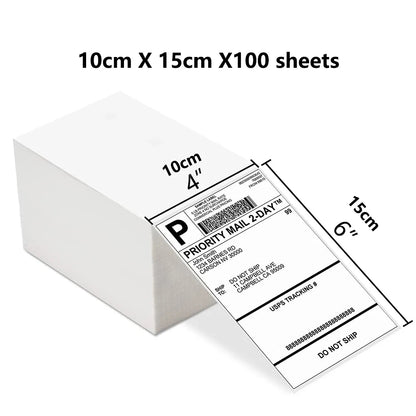4"x6" Thermal Label Paper 100x150mm 100 Sheets/Stack Adhesive Stickers For Thermal Shipping Labels DHL UPS Express Barcode Label