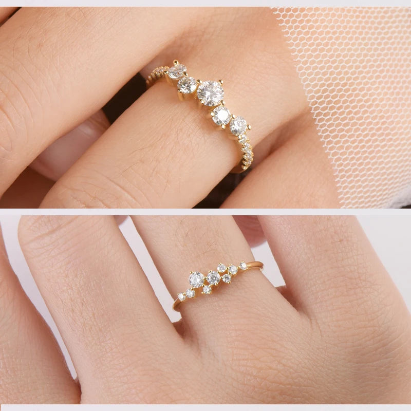 925 Ring Cluster Moissanite Sterling Silver Wedding Engagement Finger Rings Fashion Band for Women Fine Jewelry 925