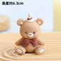 Cute Bear Ornament Cake Topper Pink Blue Cartoon Bear Soft Rubber Doll Boy Girl First Birthday Party Cake Decoration Baby Shower