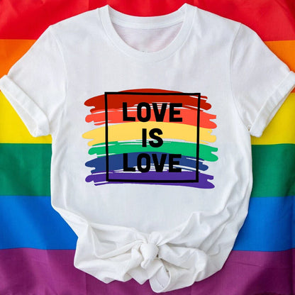 Love Is Love Print Women's T-shirt Pride Rainbow Print