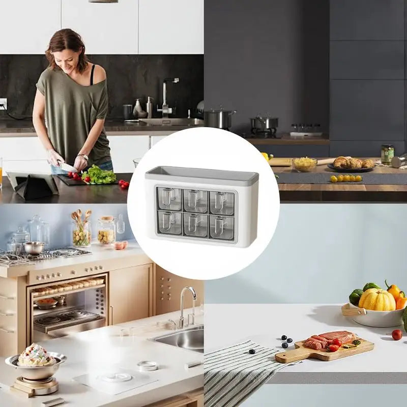 Wall-Mounted Seasoning Storage Box Kitchen Pepper Storage Box Adhesive Wall Mounted Condiment Jar Set For Home Kitchen