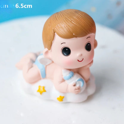 Gender Reveal Cake Decoration Blue Pink Baby Boy Girl Cake Toppers Baby Bottle Stroller Happy Birthday Cupcake Topper Baking