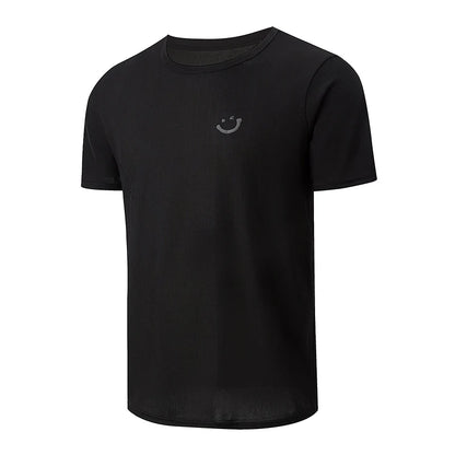 4/1 Pcs Men's Summer Solid Color Smiling Face Ice Silk Casual Short Sleeve Teenagers Loose Fashion Soft And Comfortable Sports T