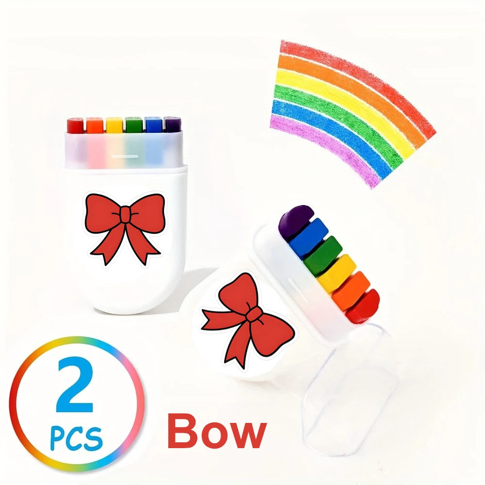 2 Pcs Rainbow Crayon Paint Color Set - Birthday Party Colorful Theme Oil Pastel Accessories, Family Christmas Halloween Gift