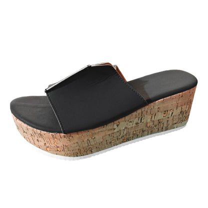 Wedges Slippers Summer Shoes for Women Leather Open Toe Beach Shoes Platform Slippers Women