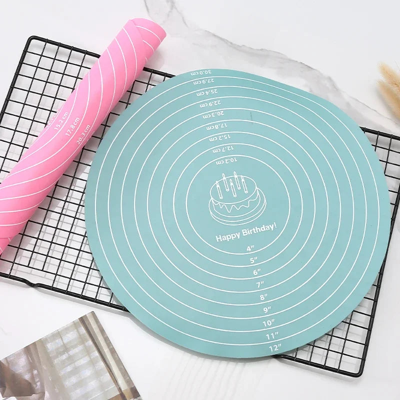 FAIS DU Round Silicone Baking Mat For 12-Inch Diameter Cake Turntable Pad Non-Slip Pad Cake Stand Food Grade Kitchen Baking Tool