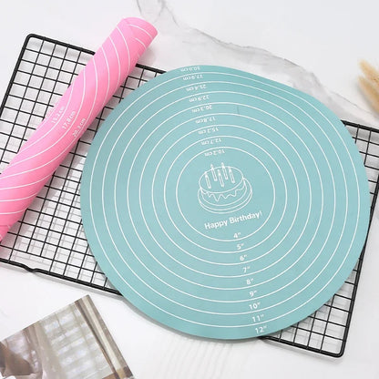FAIS DU Round Silicone Baking Mat For 12-Inch Diameter Cake Turntable Pad Non-Slip Pad Cake Stand Food Grade Kitchen Baking Tool