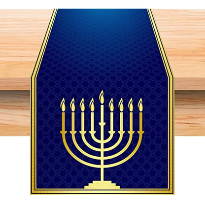Hanukkah Menorah Table Runner – Star of David Holiday Home Décor