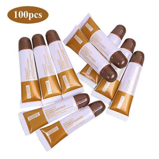 100pcs Vitamin A D Tattoo Aftercare Cream Gel Healing Skin Anti-Scar Preserve Color PMU Care Tattoo Accessories Brown
