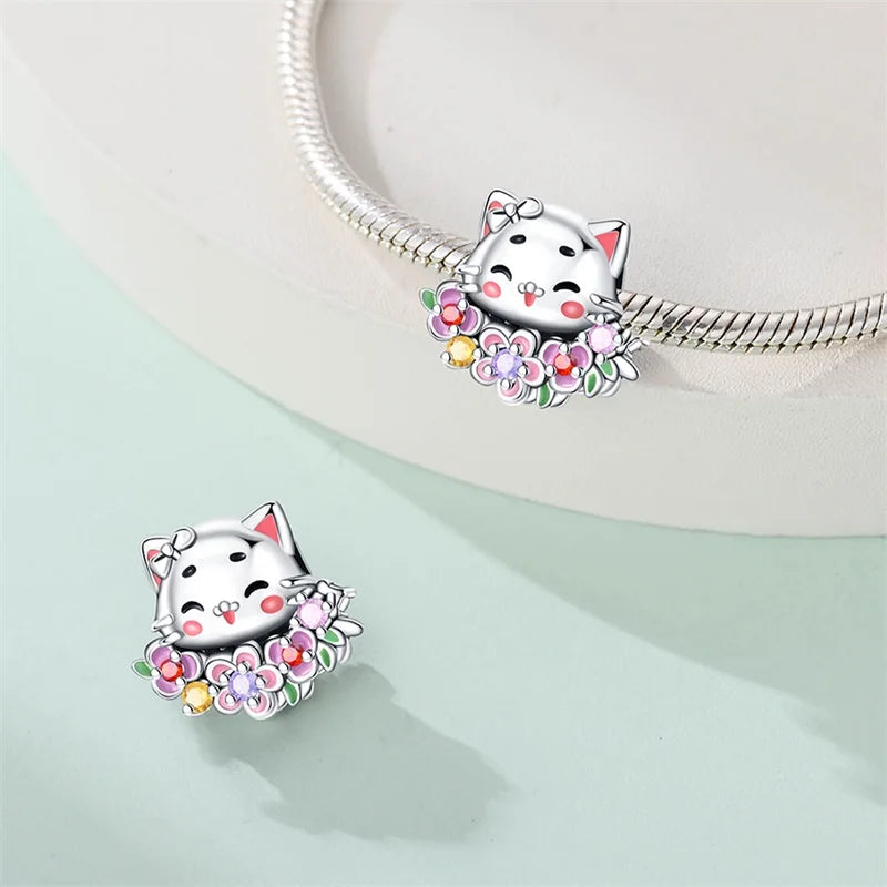 Springtime Charms 925 Sterling Silver Swallow Snail Butterfly Flower Charms Beads Fit Qikaola Bracelet DIY Birthday Jewelry Gift
