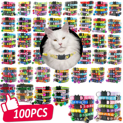 100Pcs Dog Collar With Bells Adjustable
