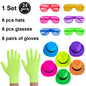 UV Neon Glow Party Hats – Blacklight Fluorescent Plastic Hats for Kids & Adults
