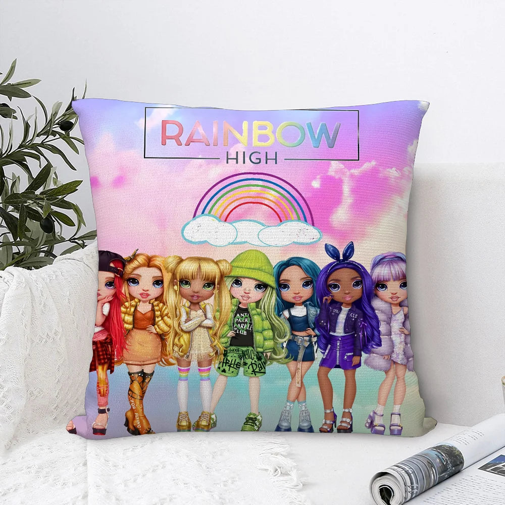 R-Rainbow High Doll Pillow Case Sofa Decorative Home Double-sided Print Plush Square Throw Pillow Covers Cushion Decor Cover