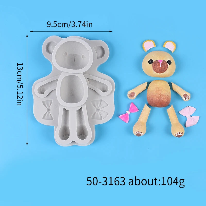 Bear Silicone Mold Cake Topper Fondant Chocolate Candy Cupcake Baking Cake Decorating Tools Polymer Clay Gum Paste Mold