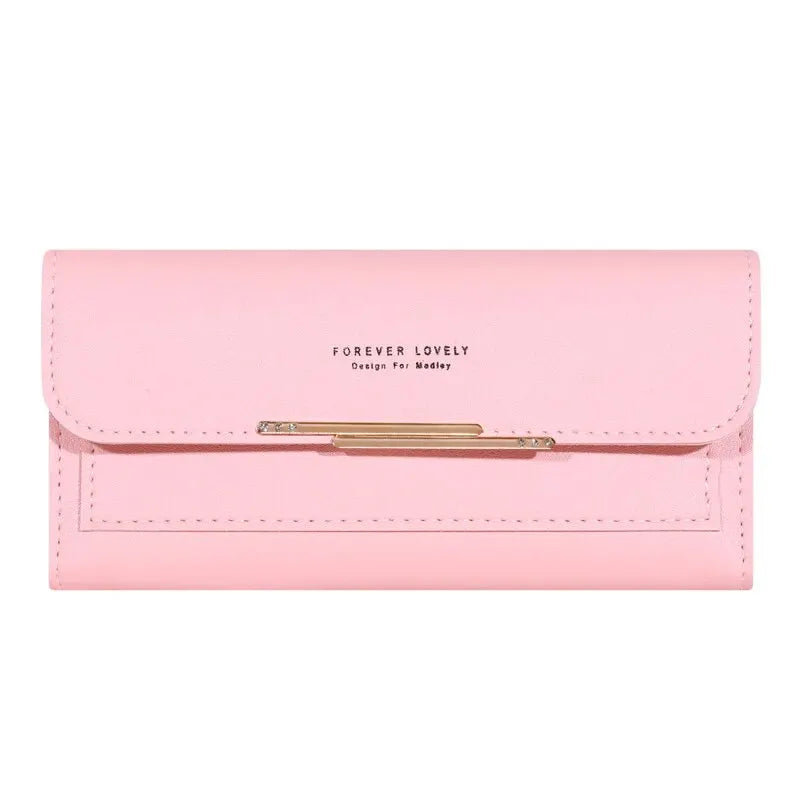 2024 New Women's Wallet Metal Long Folding Personalized Student Cute Mini Fashion Wallet Handheld Zero Wallet