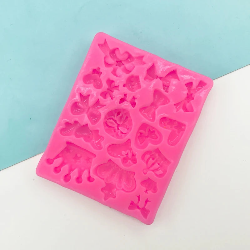 Hot Sell Cartoon Crown Bow Tie Silicone Fondant Cake Mold Cupcake Jelly Candy Chocolate Shaped Decoration Baking Tool Moulds