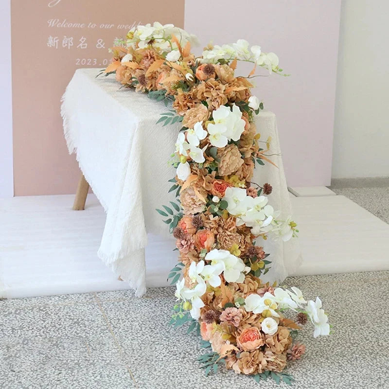 1m 2m Luxury Flower Row Runner Artificial Flowers for Table Centerpiece Wedding Decoration Mix Flowers Backdrop Wall Arches Deco