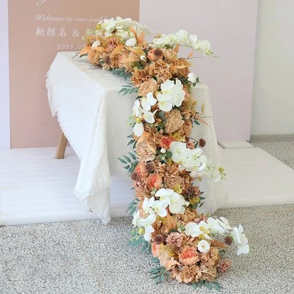 1m 2m Luxury Flower Row Runner Artificial Flowers for Table Centerpiece Wedding Decoration Mix Flowers Backdrop Wall Arches Deco