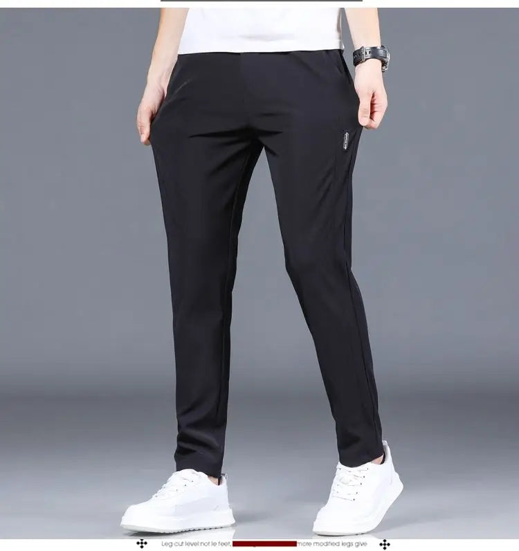 Men’s Ice Silk Straight‑Leg Pants – Summer Breathable Business Casual