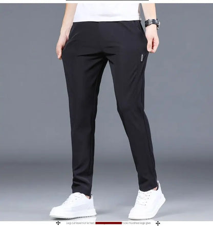 Men’s Ice Silk Straight‑Leg Pants – Summer Breathable Business Casual