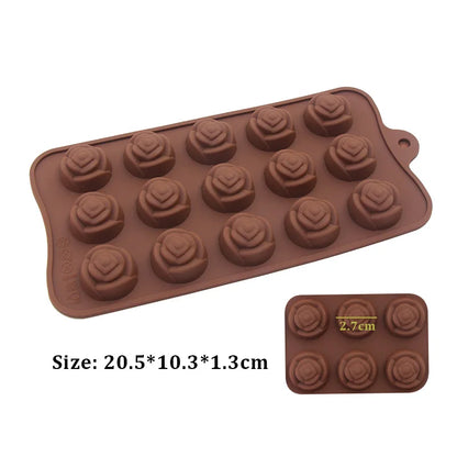 (59-87) Handmade Chocolate Candy Mould Jelly Pudding Ice Mold Insect Rose Heart Shape Silicone Moulds Baking Tool