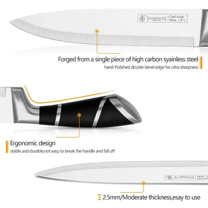 9‑Piece Stainless Steel Kitchen Knife Set – Sharp Non‑Stick Coated Chef Knives with Sharpener