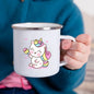 Cartoon Unicorn Enamel Mug – Creative Kids Drinkware for Water, Juice, Milk & Birthday Gifts