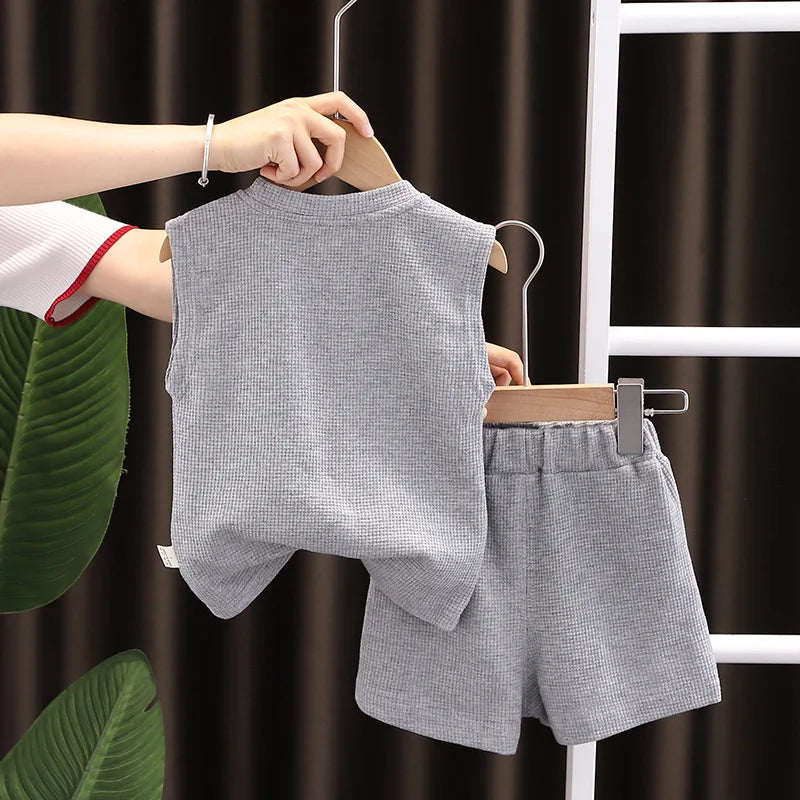 Summer Clothes Children Boys Vest Shorts 2Pcs/Sets
