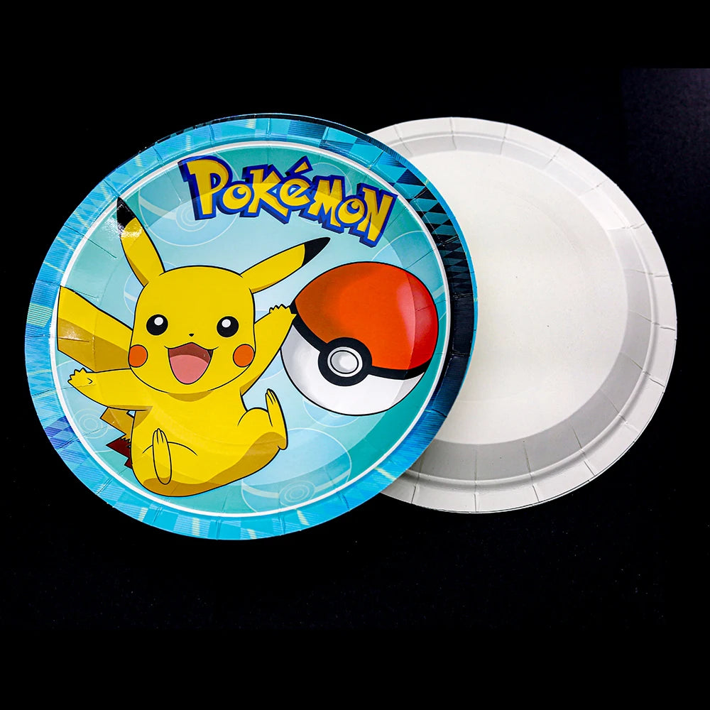 Pokémon birthday party decoration Balloon Disposable Tableware Tablecloth Straws Cup Plates Baby Shower Supplies