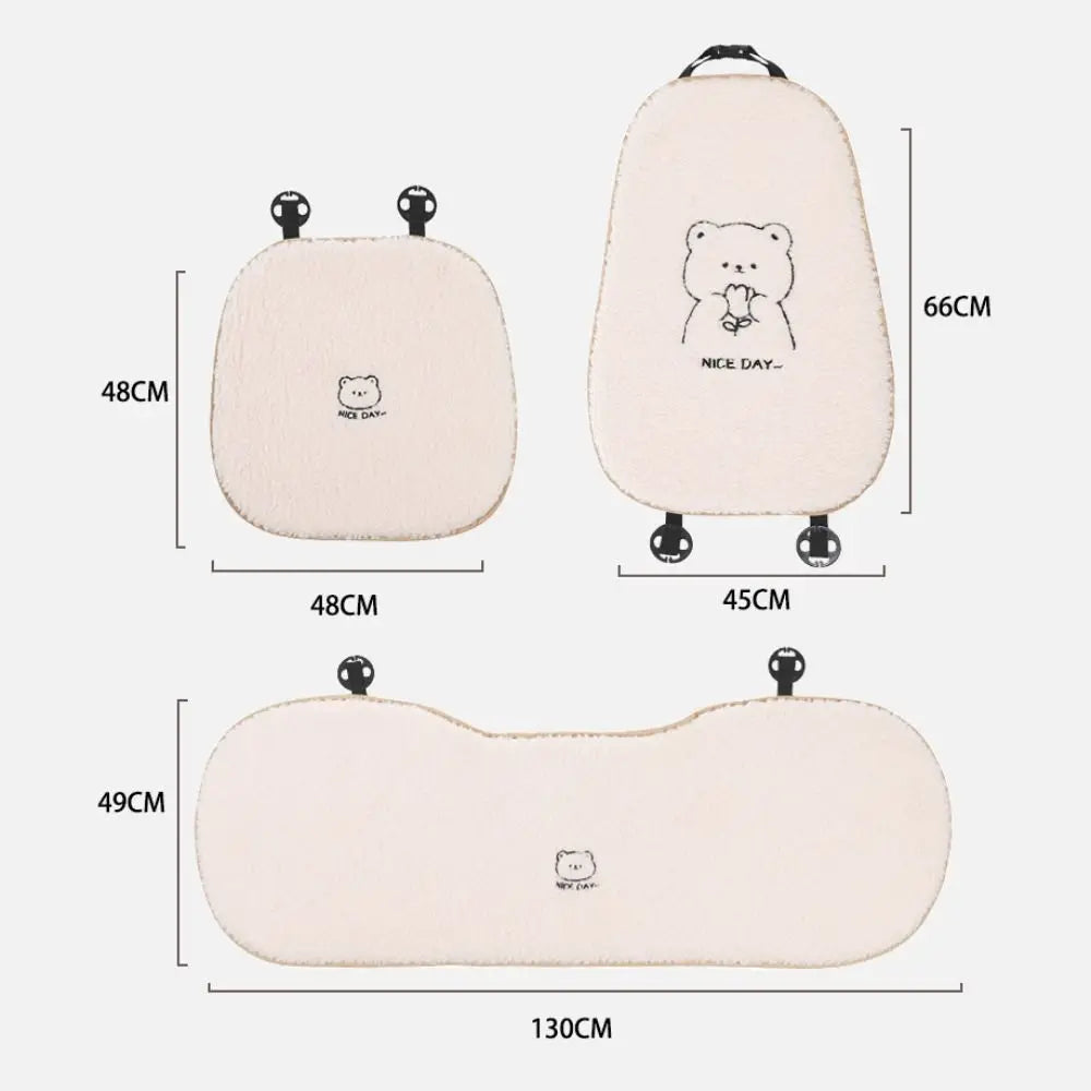 Furry Anti Slip Car Warm Seat Cushion Cartoon Soft Winter Seat Cushion Universal Plush Bear Car Cushion Interior Accessories