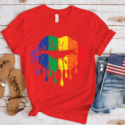 Pride Rainbow Lips Print T-Shirt