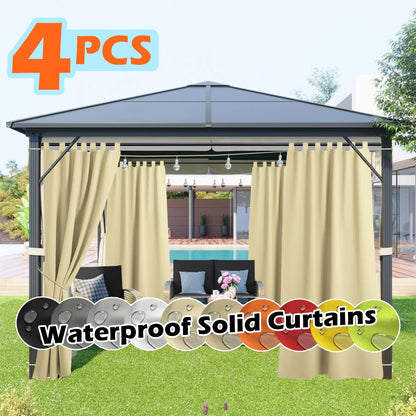 4 Panels Outdoor Curtains, Waterproof & UV-Resistant Tab Top Design for Porch, Pergola, Cabana, Gazebo Decor