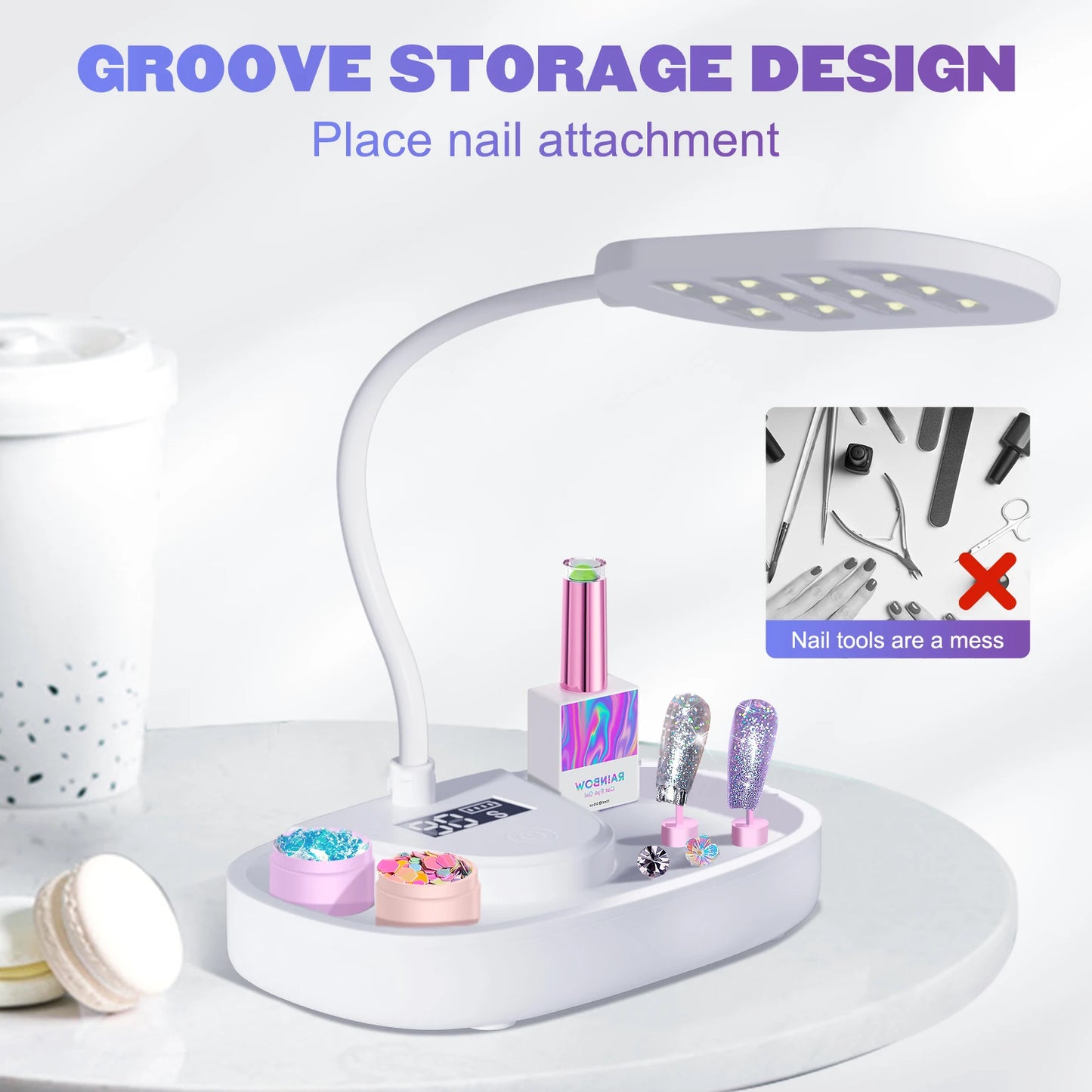 LED Nail Lamp 12W Rechargeable Portable Gooseneck Lamp Quicky Dry U V Gel Nail Light For Professional Nail Salon Home DIY