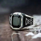 Vintage Lucifer Seal Signet Ring – Gothic Punk 316L Stainless Steel Black Stone
