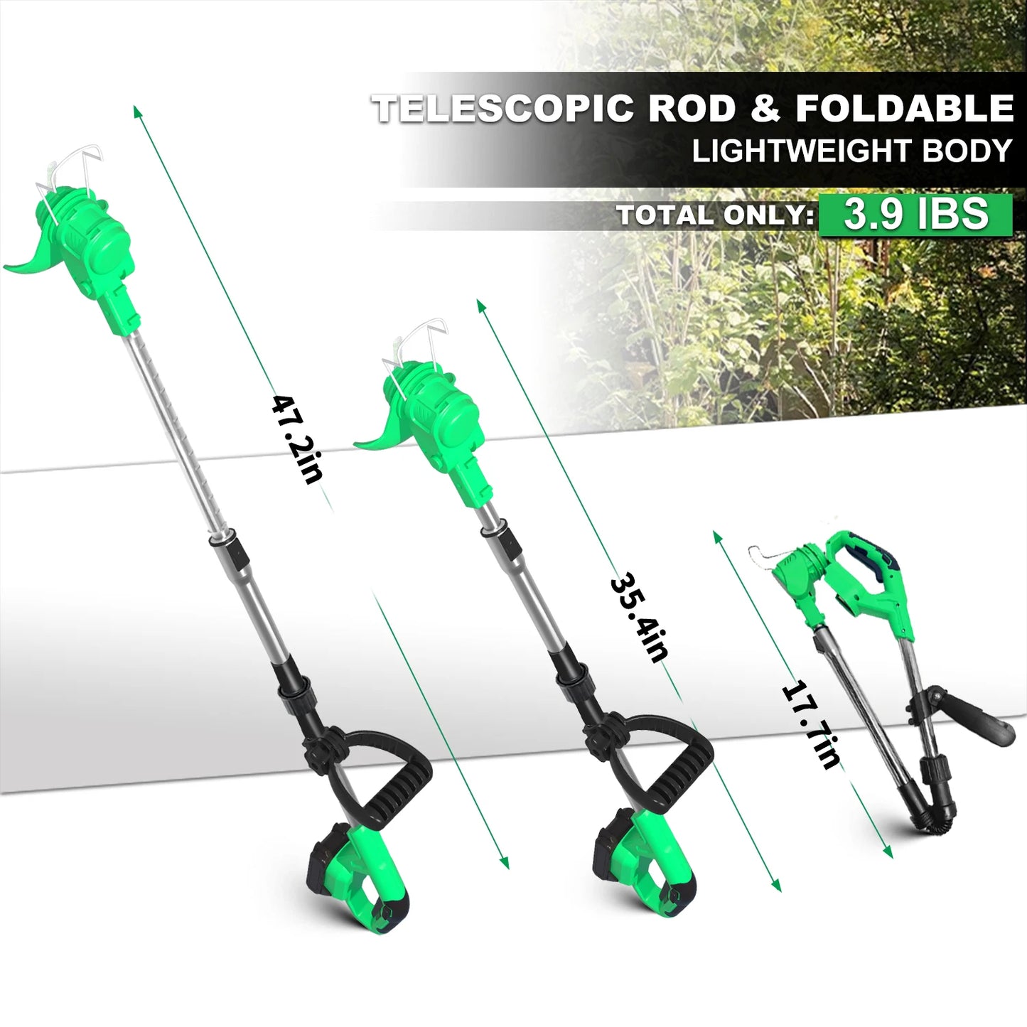 Tegatok Weed Wacker 20V battery powered, 4-in-1 household cordless electric weed killer, 2 2.0AH lithium-ion batteries.