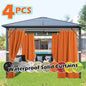 4 Panels Outdoor Curtains, Waterproof & UV-Resistant Tab Top Design for Porch, Pergola, Cabana, Gazebo Decor