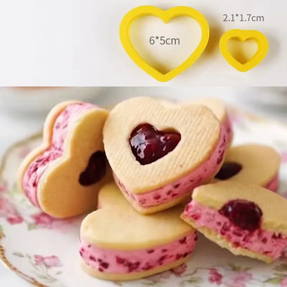 Jam Sandwich Cookie Cutter Biscuit Mold 3D Christmas Plastic Pressable Fondant Cookie Stamp New Year Cake Decor Baking Supplies
