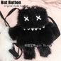 Gothic Lolita Y2K Plush Little Monster Backpack – Black & White Cute School Bag